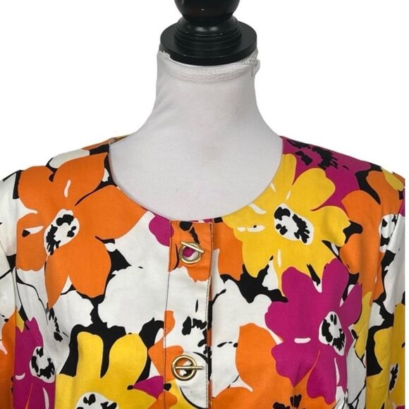 Birch Hill Jacket Blazer Womens Plus Size 1X Lined Bright Bold Floral Multicolor - Picture 2 of 9